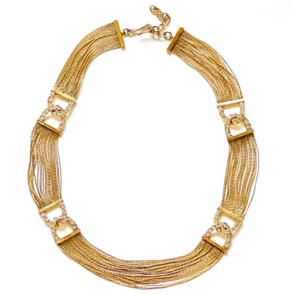 VINTAGE • Chain Crystal Gemini Link Necklace